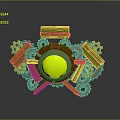 Industrial Style Lighting Combination With Yellow Circular Center And Metal Gear Components