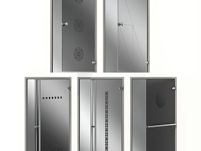 Modern Swing Doors With Various Glass Designs And Decorative Metal Frames 3d model