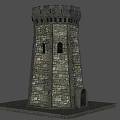 Stone Brick Tower Featuring Crenellated Top Arched Doorway Windows And Classic Medieval Design 3d model