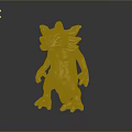 Golden Mythical Creature Statue with Shiny Surface and Standing Pose on Dark Background