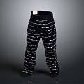 Black Straight Leg Pants With White Vertical Stripes For Casual Daily Outfits