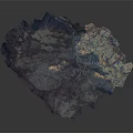 Aerial View Of Mountainous Landscape With Winding River Through Valley And Villages On Green Slopes