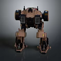 Armored Brown Mech Robot With Mechanical Legs And Sci Fi Combat Design 3d model