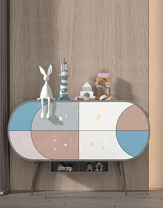 Modern Side Cabinet Children's Decorative Cabinet 3d model