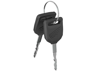 Two Black Plastic House Keys With Keychain For Daily Home Security And Use 3d model