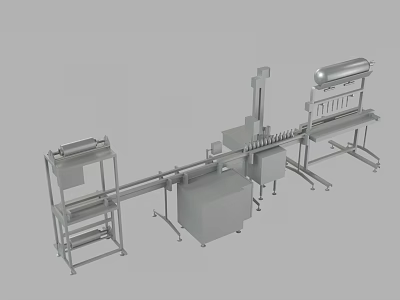Industrial Production Line Equipment With Conveyor Belt And Metal Frame Structure 3d model