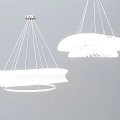 Modern White Layered Pendant Chandeliers With Hanging Fabric Design And Soft Lighting