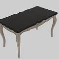 Vintage Style Dining Table With Wooden Brown Top And Curved Light Colored Legs