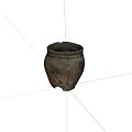 Ancient Cracked Clay Pottery Jar With Visible Cracks On Black Background 3d model