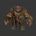 Muscular Red Skinned Man In Leather Armor With Mechanical Wristbands And Belt