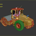 Yellow Heavy Construction Road Roller With Large Drum And Black Tires 3d model