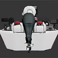 White And Red Fishing Boat With Seats Console Deck And Outboard Motor
