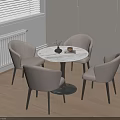 Elegant Negotiation Table With Marble Top And Light Gray Chairs In Indoor Room