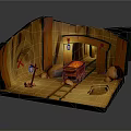Detailed Miniature Mine Tunnel Scene With Cart Tracks Lanterns And Ore