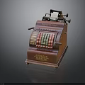 Antique American Register Cash Register Featuring Wooden Body Colorful Keys And Paper Roll