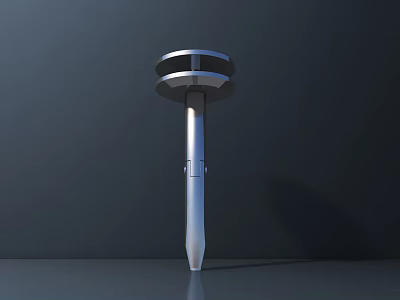 Metallic Cylindrical Object With Double Disc Top And Pointed End 3d model