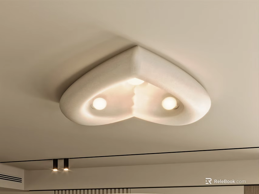 Modern Heart Shaped White Ceiling Light With Soft Warm LED Lighting Glow 3d model