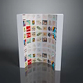 White Curved Display Shelf with Multiple Shelves for Collectible Stamps