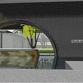 Modern Urban Garden Landscape Design With Arched Structures Greenery And Paved Pathways 3d model