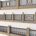 Building Exterior Wall Railing Design With Decorative Patterns And Multiple Styles 3d model