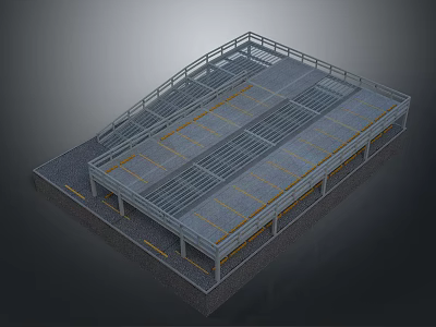 Multi Level Parking Structure With Covered Parking Spaces And Support Columns 3d model