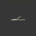 Detailed Model Boat Display On Light Colored Base With Green Plants And Red Structures