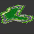 Car Racing Track Layout with Curved Roads Green Lawn and Lined Trees