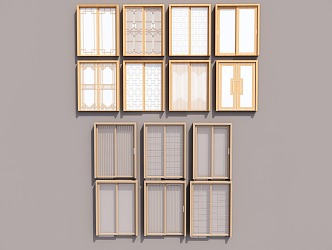 New Chinese style sliding door double door 3d model