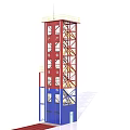 Multi Story Red And Blue Fire Fighting Training Tower Equipment