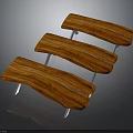 Wooden Benches With Metal Legs Modern Design Set of Three