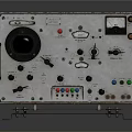 Vintage Industrial Control Panel With Metal Casing Buttons Knobs Gauges On Glossy Surface 3d model