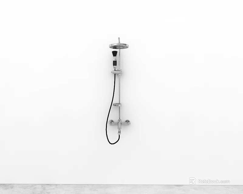 Modern Chrome Wall Mounted Shower System With Adjustable Spray Modes And Design 3d model 