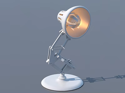Modern White Desk Lamp with Adjustable Metal Arm Round Transparent Shade and Stable Base 3d model