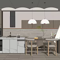 Modern Restaurant Interior With Wooden Decor Pendant Lights And Marble Dining Table