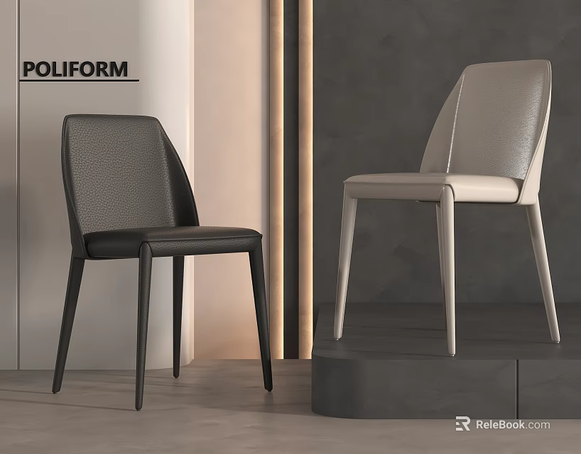 Modern Dining Chairs Design With Black And White Leather For Stylish Interior 3d model 