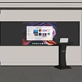 Modern Public Facility With Large Interactive Screen Display Sleek Black Podium And Digital Presentation Interface 3d model