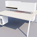 Modern Functional Desk With Wooden Desktop White Frame Storage Drawers And Divider Panel