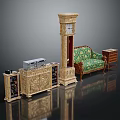 Modern Luxury Gold Carved Console Cabinet And Side Cabinet With Glass Door For Living Room