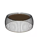 Round Modern Coffee Table With Black Metal Frame And Wooden Top