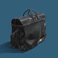 Black Leather Travel Bag With Two Loop Handles And Side Strap Design 3d model