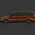 Vintage Red and Gold Minivan with Roof Rack and Classic Exterior Design