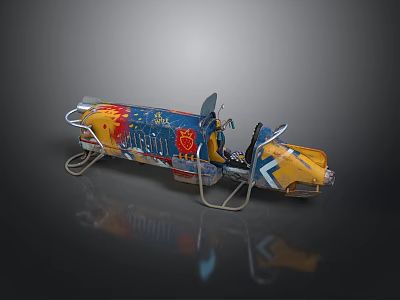 Vibrant Colorful Decorated Vehicle With Sled Base And Cockpit Design 3d model