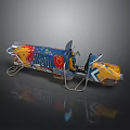 Vibrant Colorful Decorated Vehicle With Sled Base And Cockpit Design