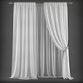 White Sheer Curtains With Flowing Fabric And Elegant Tieback Design