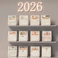 Decorative Ornament Set Featuring 2020 Neon Light Multi Layer Shelf And Cartoon Pattern Desk Calendars