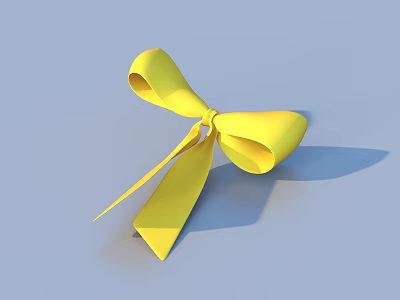 Yellow Ribbon Bow Decorative Daily Life Item For Everyday Use 3d model