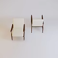 Two Single Sofas with White Cushions and Backrests Wooden Arms and Legs in White Background