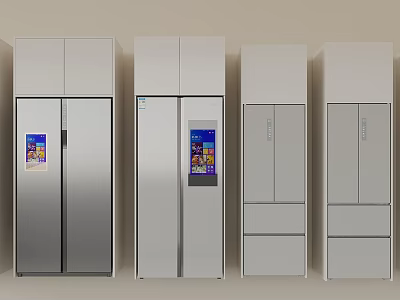 Various Styles of Modern Refrigerators and Freezers with Stainless Steel Finish and Digital 3d model