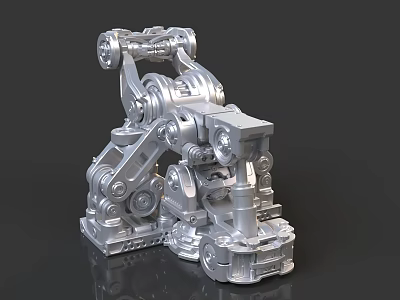 Intricate Silver Mechanical Structure With Gears Joints And Metal Components 3d model