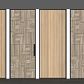 Modern Wooden Hinged Doors With Vertical Slats And Panel Patterns For Home Interior 3d model